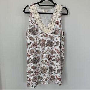 Umgee Floral Tank Dress With Lace Detail Size M